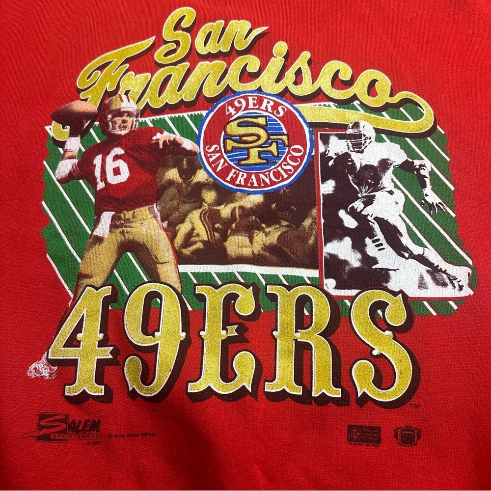 Vintage 90s San Francisco 49ers Salem NFL Montana Graphic Sweatshirt Size L - Picture 4 of 16
